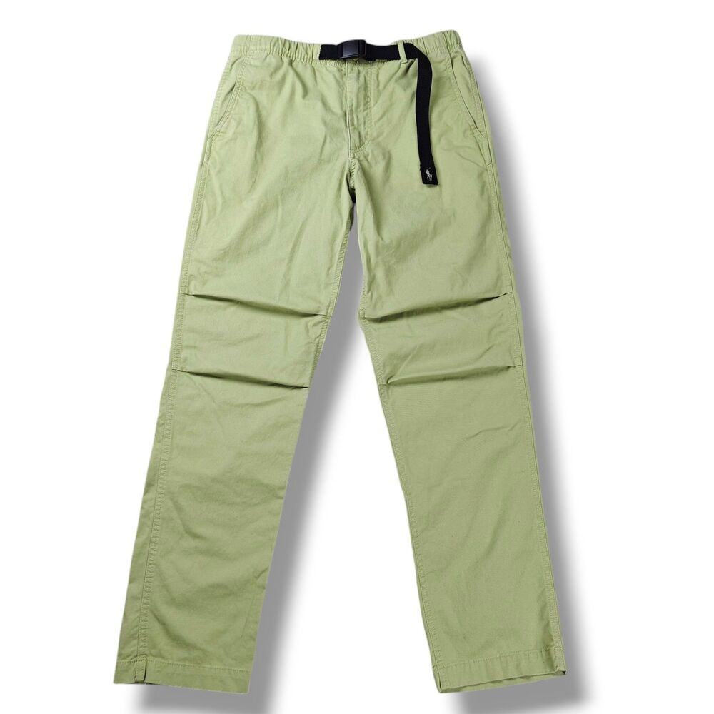 Polo Ralph Lauren Prepster Pants Men's M Green Classic Fit Logo Tapered Belted